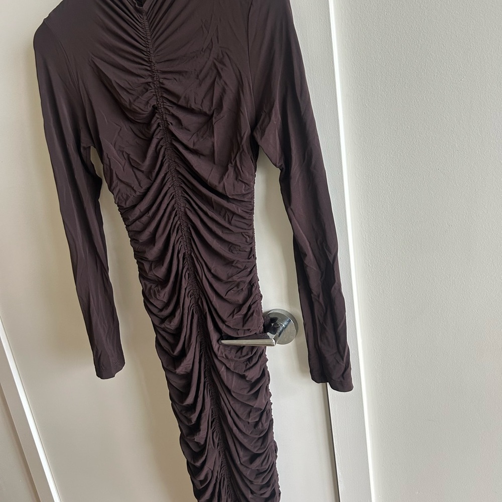 A.L.C. Chocolate Ruched Midi Dress